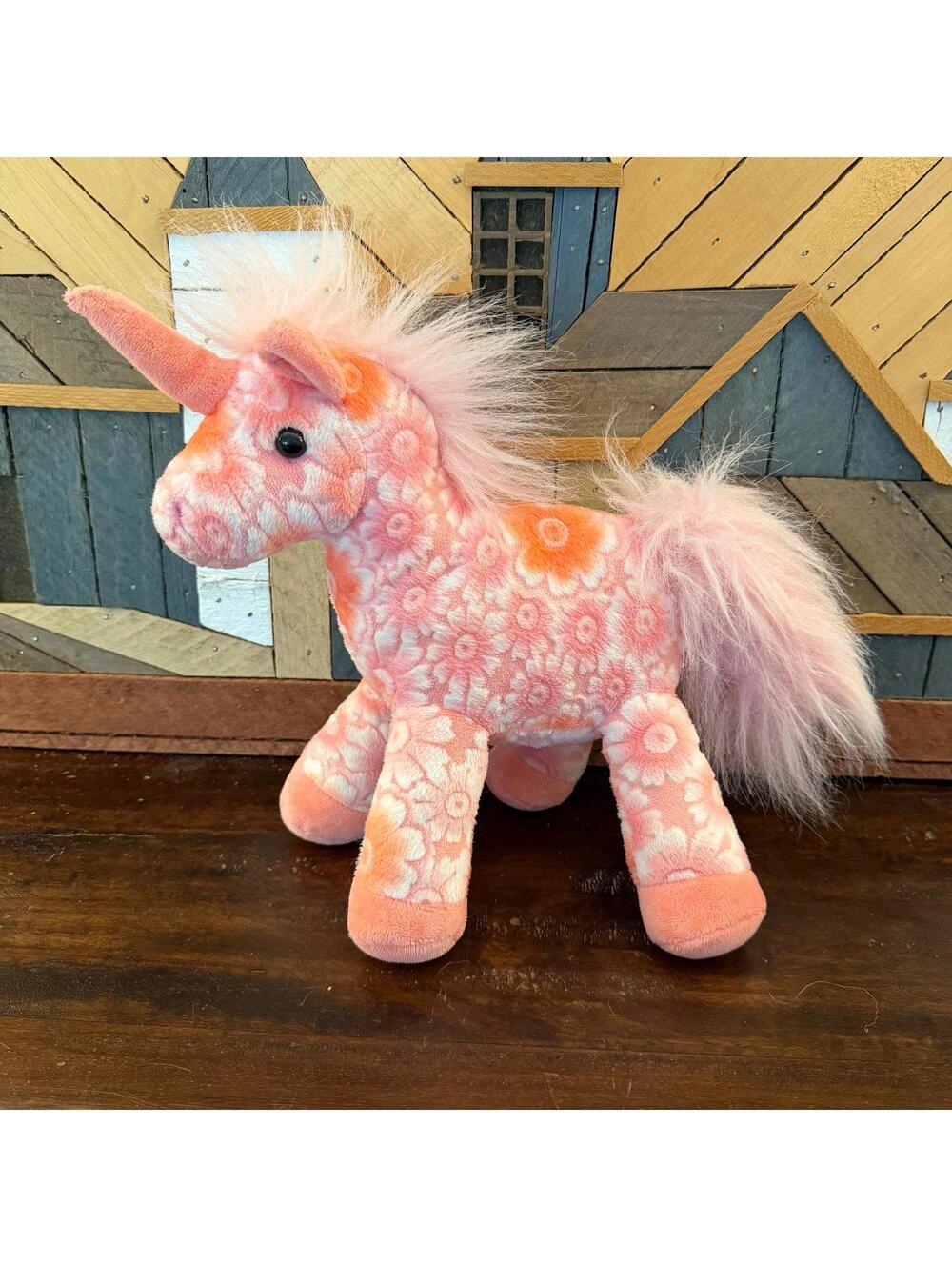 Toys R Us‎ Pink Floral Unicorn Plush Stuffed Animal 2012 11"